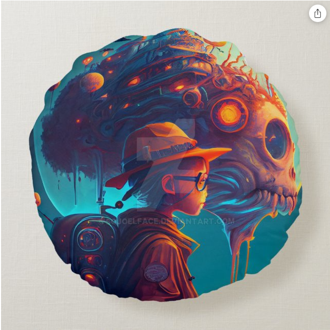 Crazy Skull Round Pillow