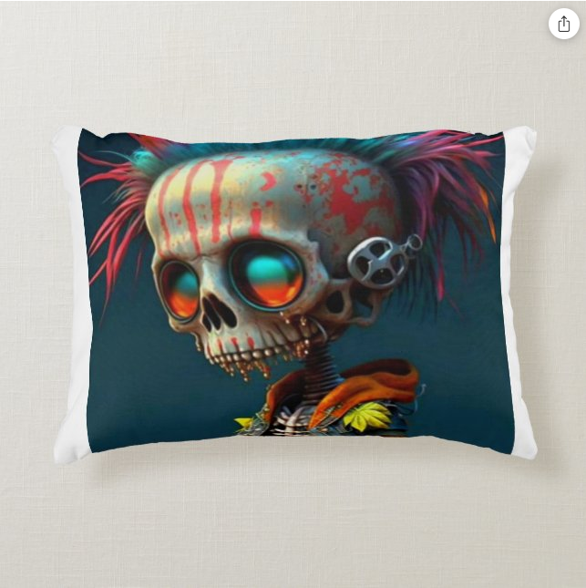 Crazy Skull Accent Pillow