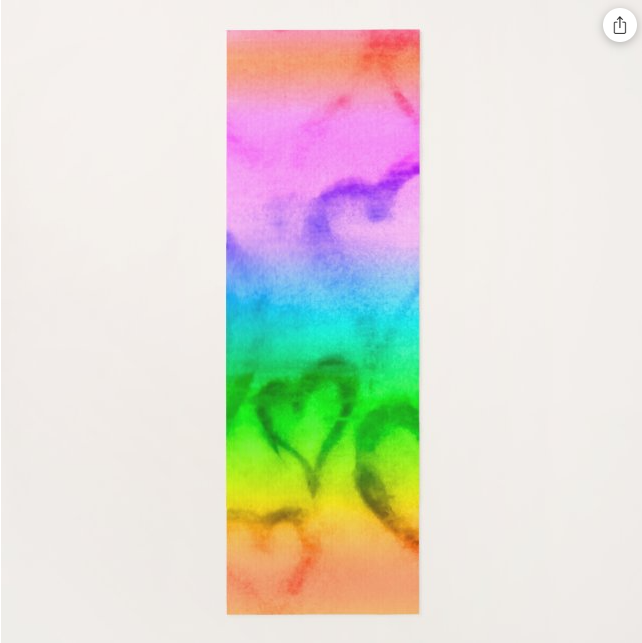 Colorful Pencile And Colorful Hearts Yoga Mat