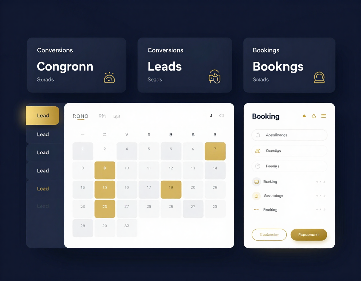 Marketing dashboard showing booked appointments and lead pipeline