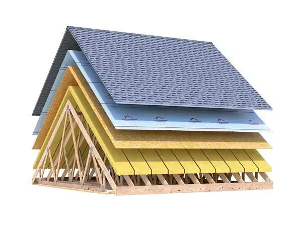 The roof of a house is stacked on top of each other The roof of a house is stacked on top of each other