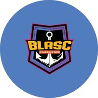 a black and white logo for blasc with an anchor and shield