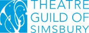Logo for the Theatre Guild of Simsbury. It features a white abstract design on a teal background with white text.