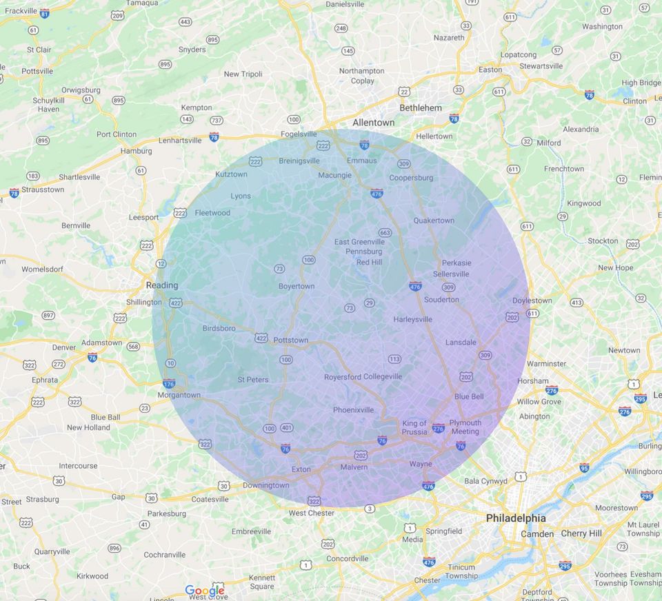 Coverage Map | Royersford, Collegeville, & Pottstown, PA | N. B. Rogers ...