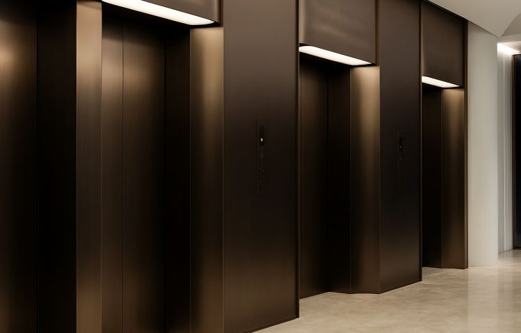 modern elevator lobby with soft lighting