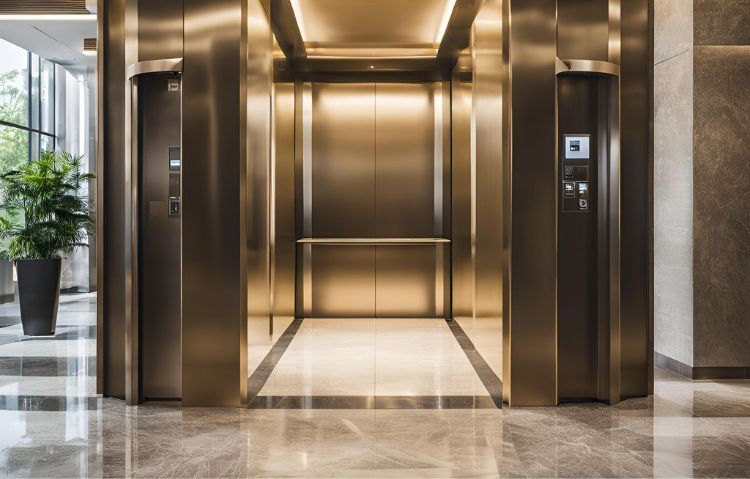 Elevator modernization featuring updated controls, sleek interior design, and energy-efficient technology.