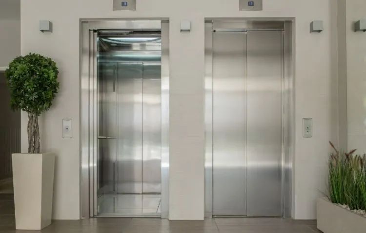 empty modern entrance apartment elevators