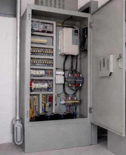 industrial electrical control room setup