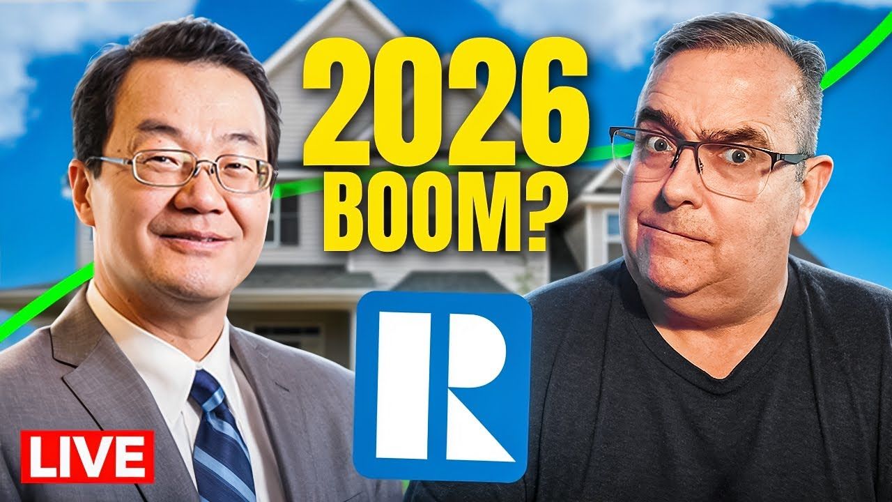 Two men, house, Realtor logo, text: