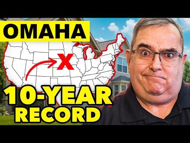 Man with glasses and concerned expression, over a map of US with Omaha highlighted, text: