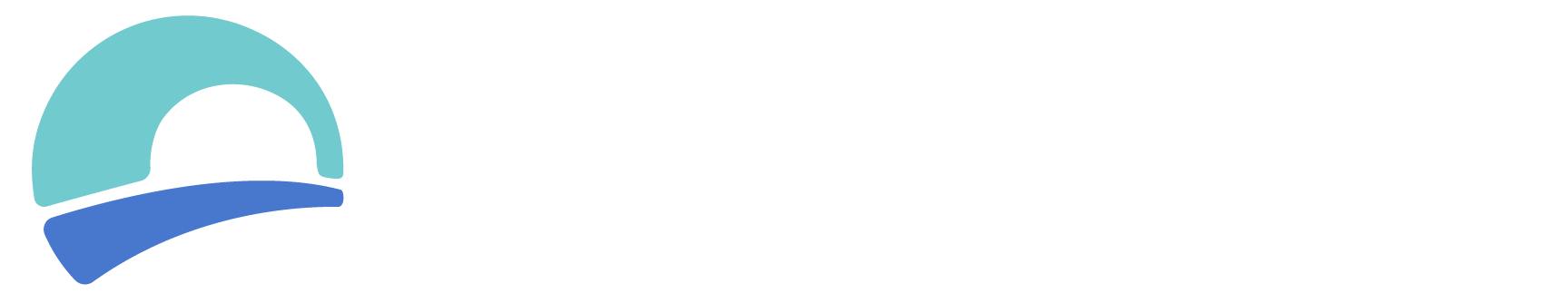 A blue and white logo on a white background.