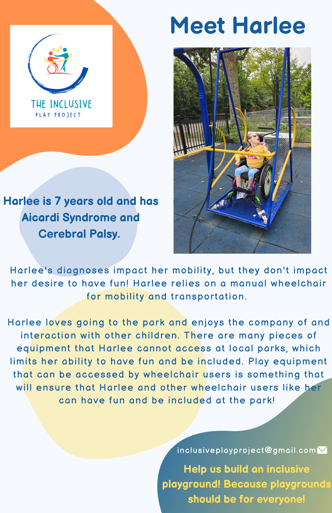 A child in a wheelchair is sitting on a swing.