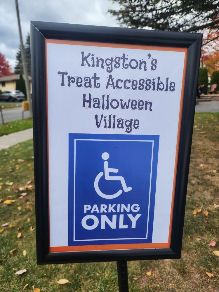 Kingston 's treat accessible halloween village parking only sign