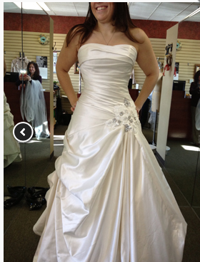 bride wearing modified a-line gown front