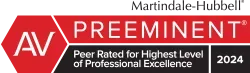 Martindale hubbell peer rated badge for highest level of professional excellence.