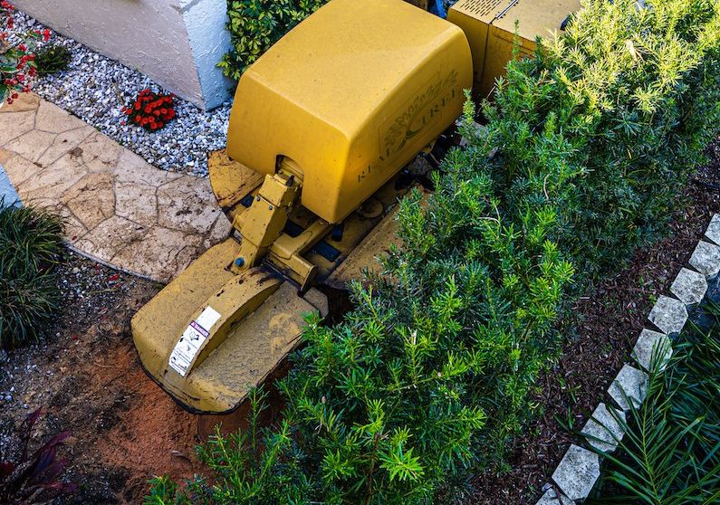 a specialized equipment is used to finish stump grinding in Boynton Beach FL
