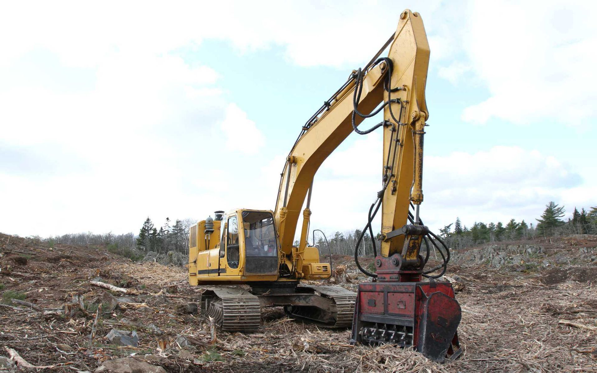 a large stump grinding machine is being used in South Florida