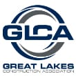 The logo for the great lakes construction association is blue and gray.