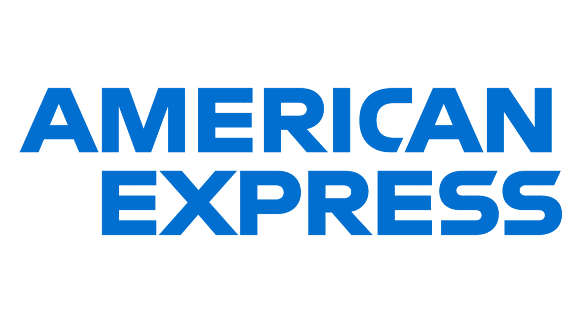The american express logo is blue and white on a white background.