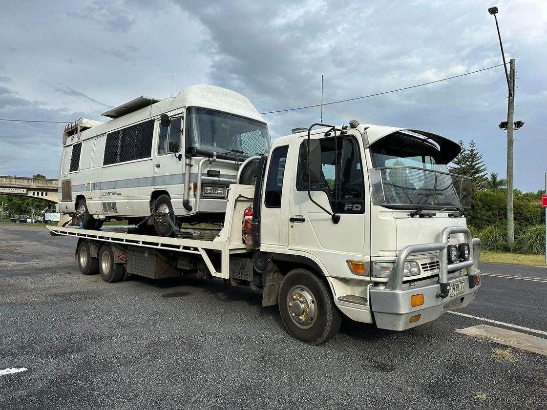 Truck Carrying Two Caravans — 24/7 Towing Services in Woolgoolga, NSW