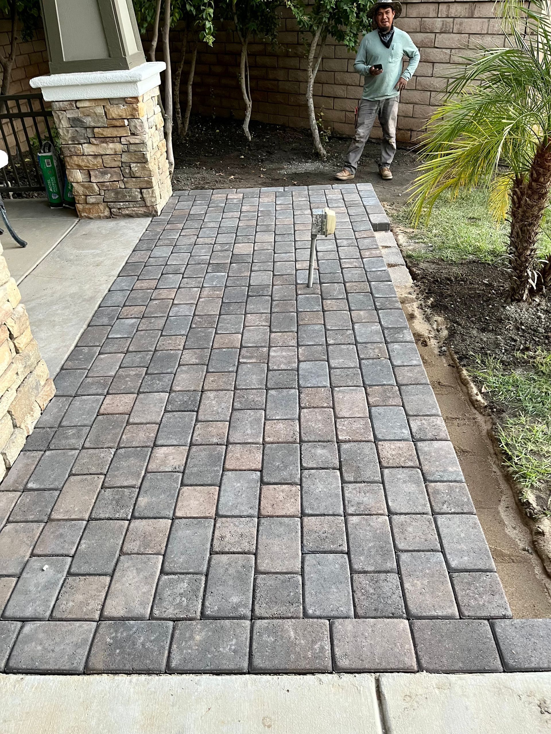 brick on floor in backyard