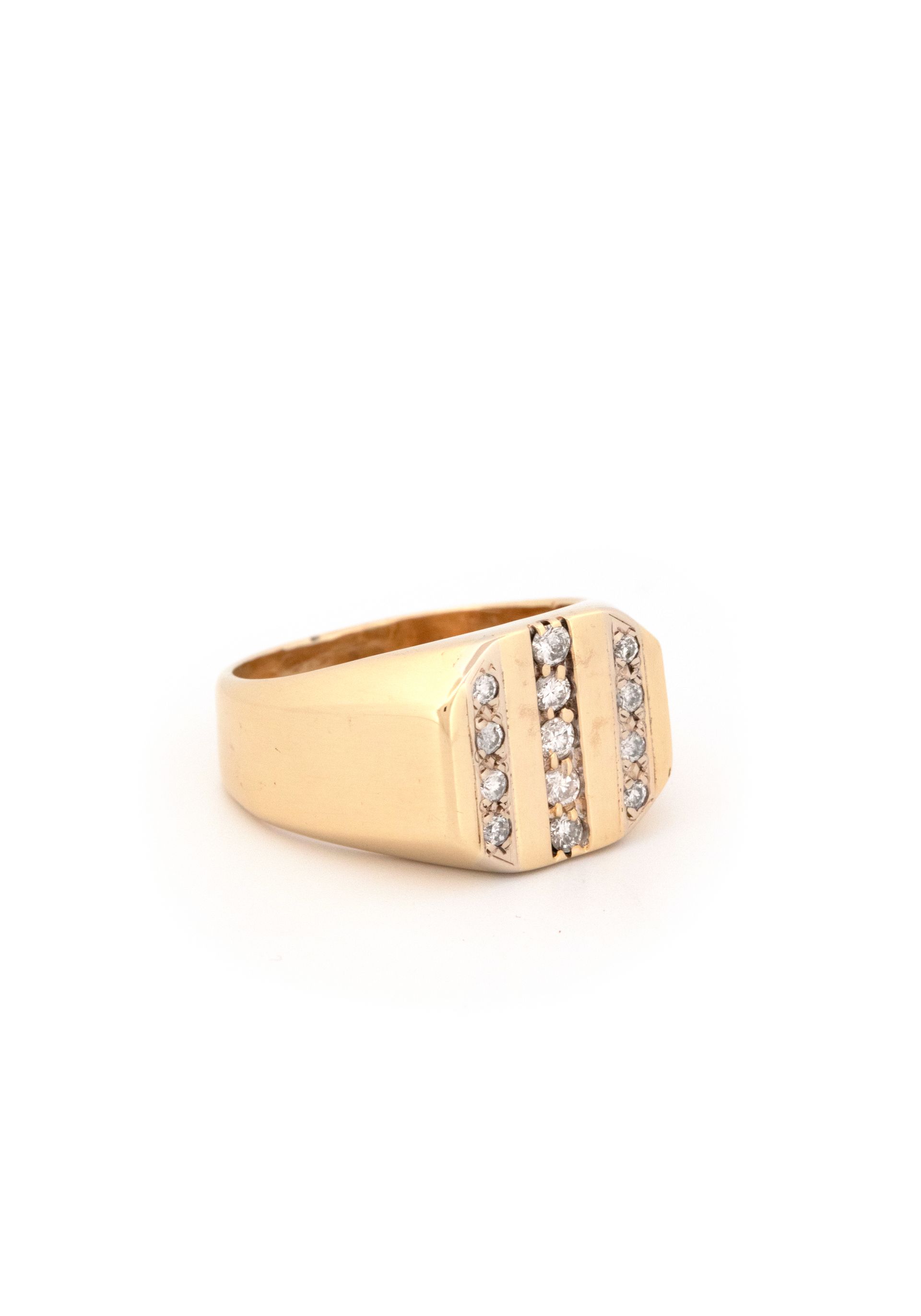14k Yellow Gold  & Diamond Signet Ring