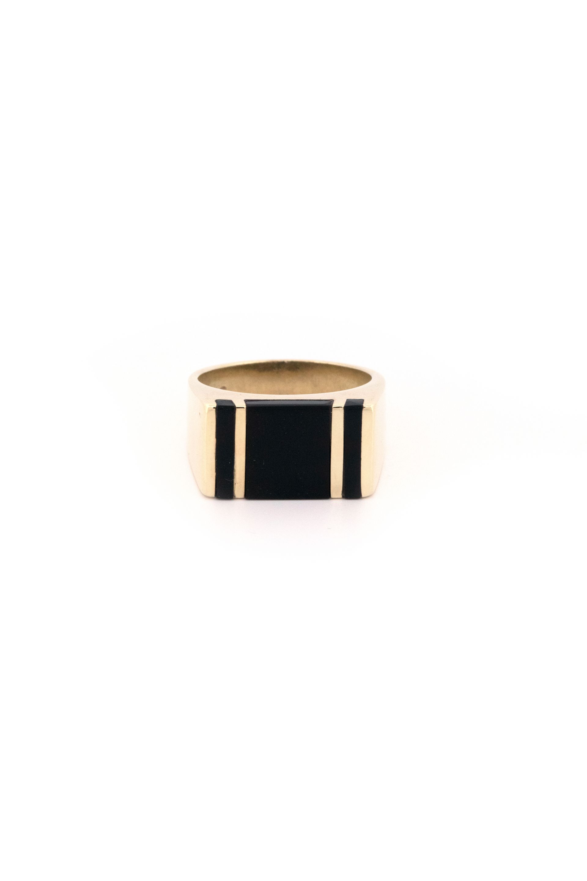 14k Yellow Gold Onyx Inlay Ring