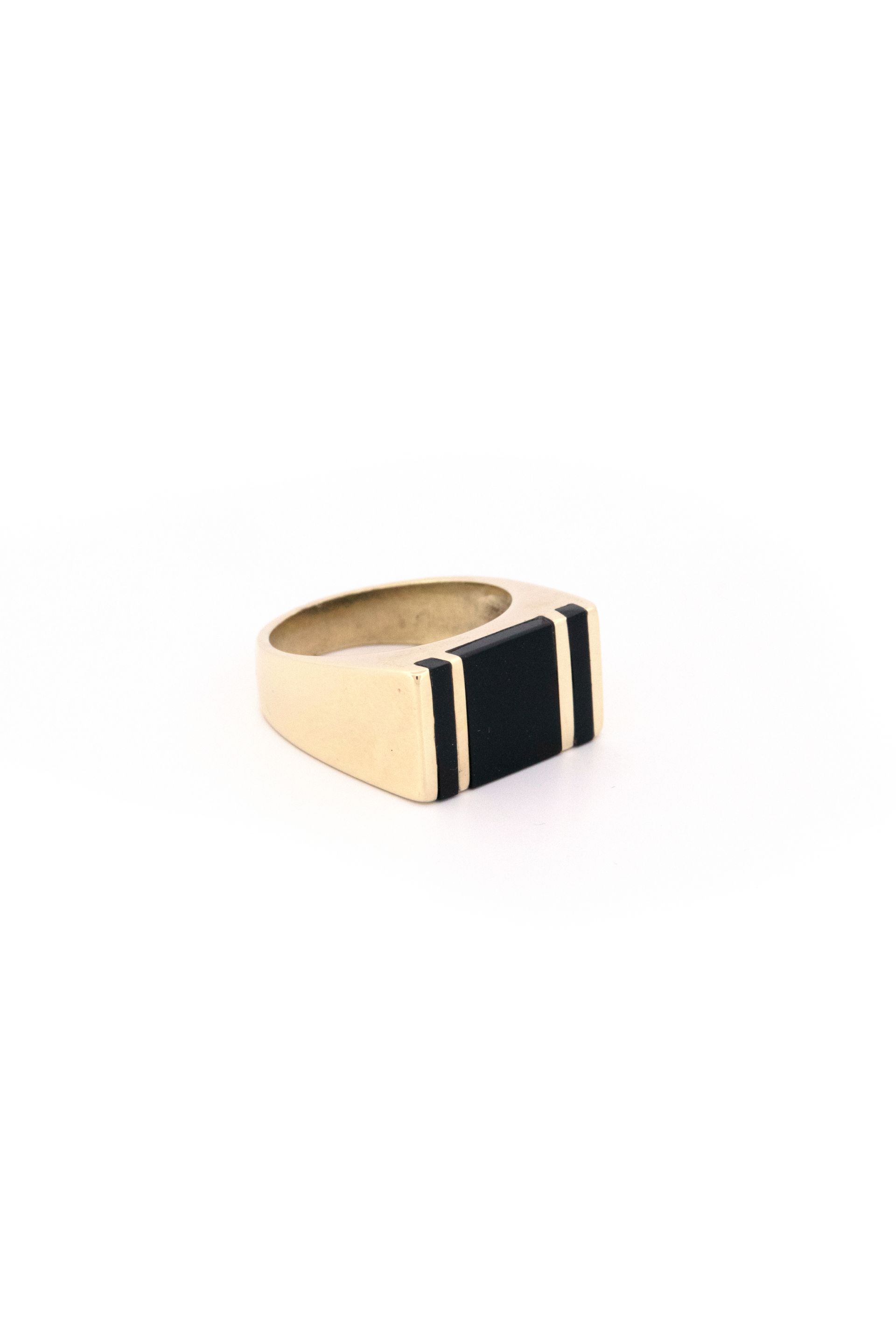 14k Yellow Gold Onyx Inlay Ring