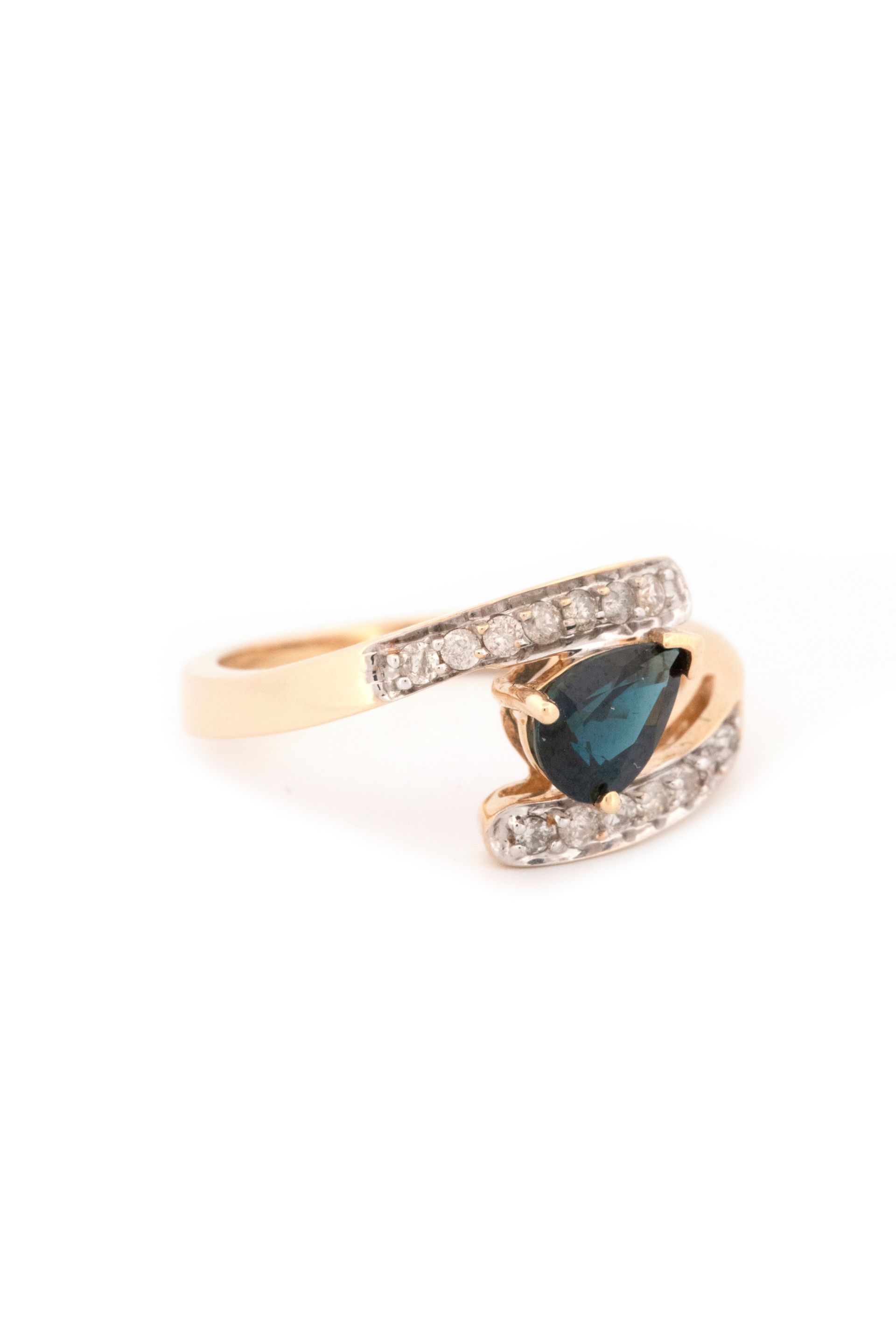 14k Yellow Gold, Sapphire & Diamond Ring
