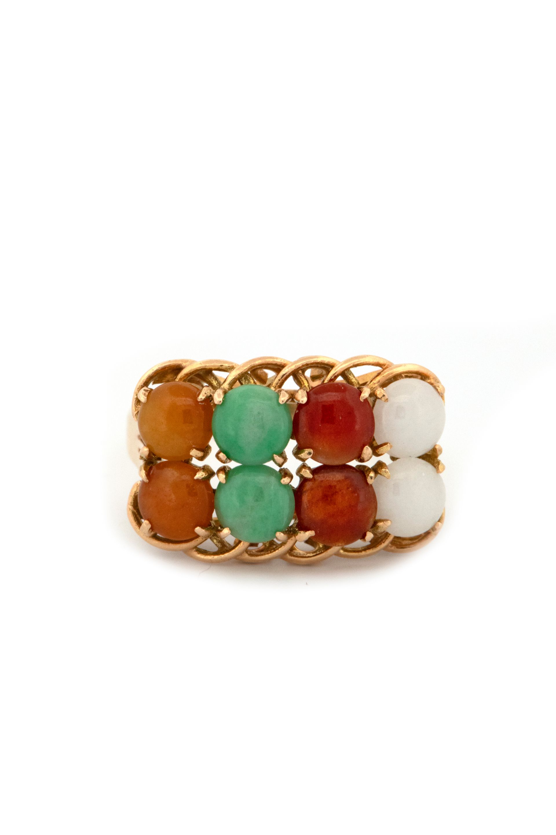 14k Yellow Gold & Multicolored Jadeite Ring