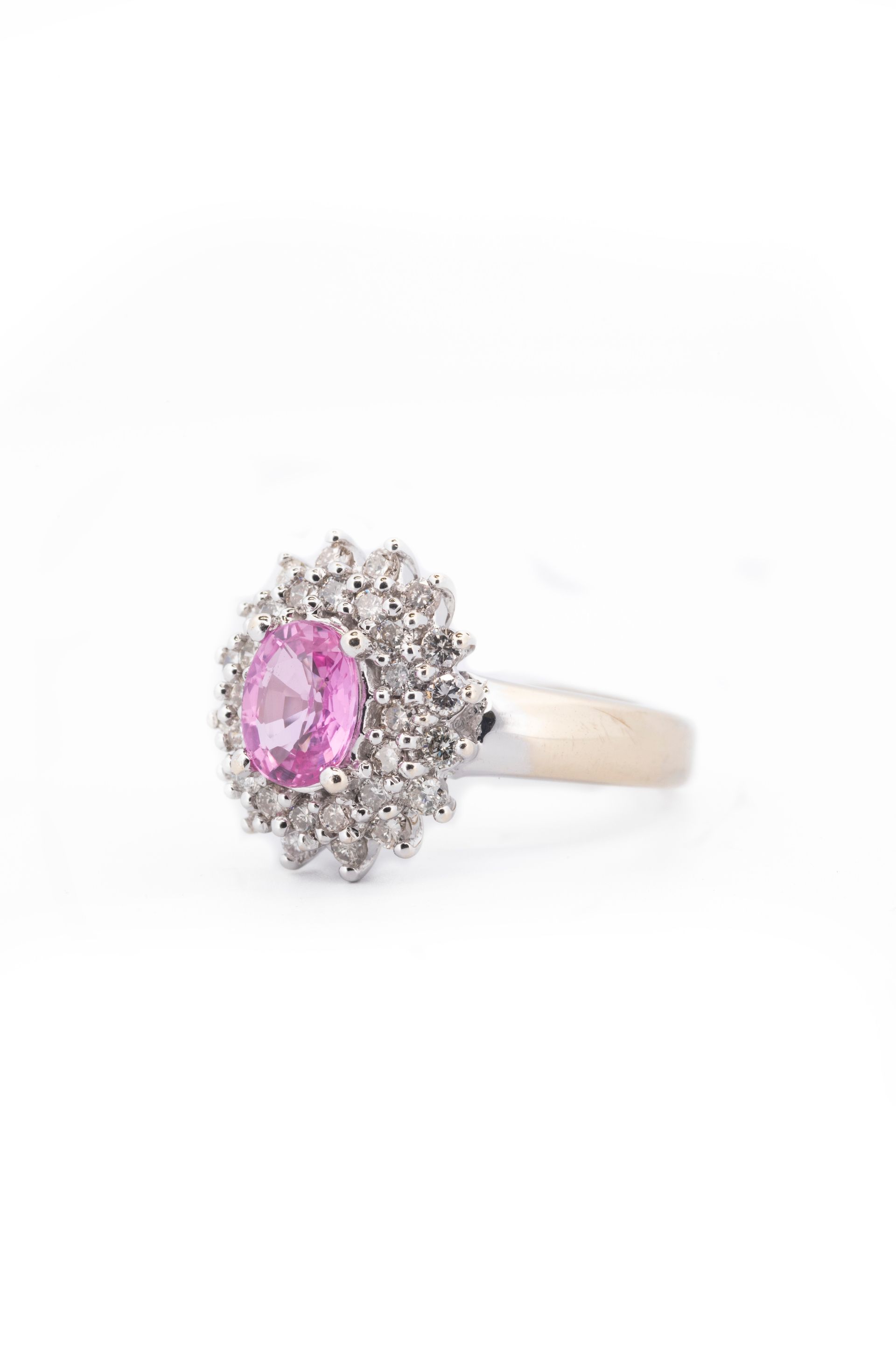 Pink Sapphire Diamond 18k Ring
