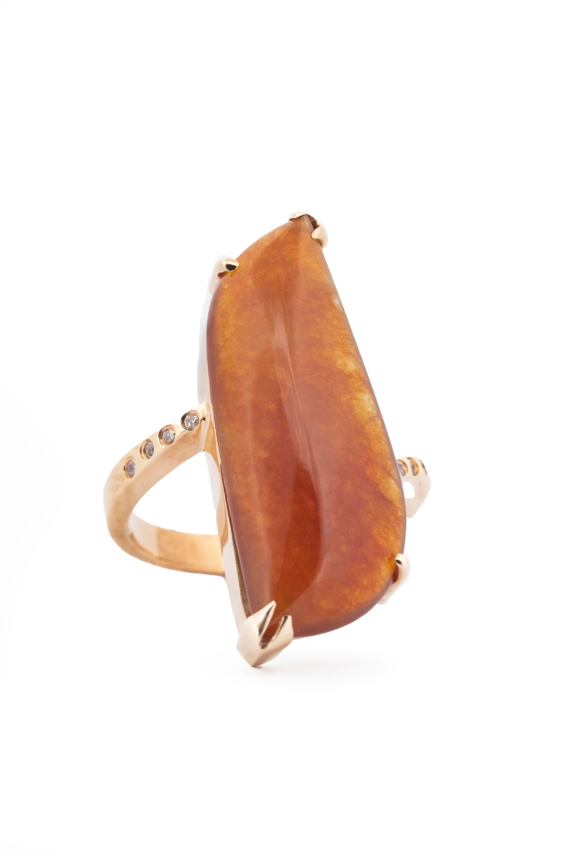 Carnelian & Diamond 18k  Yellow Gold