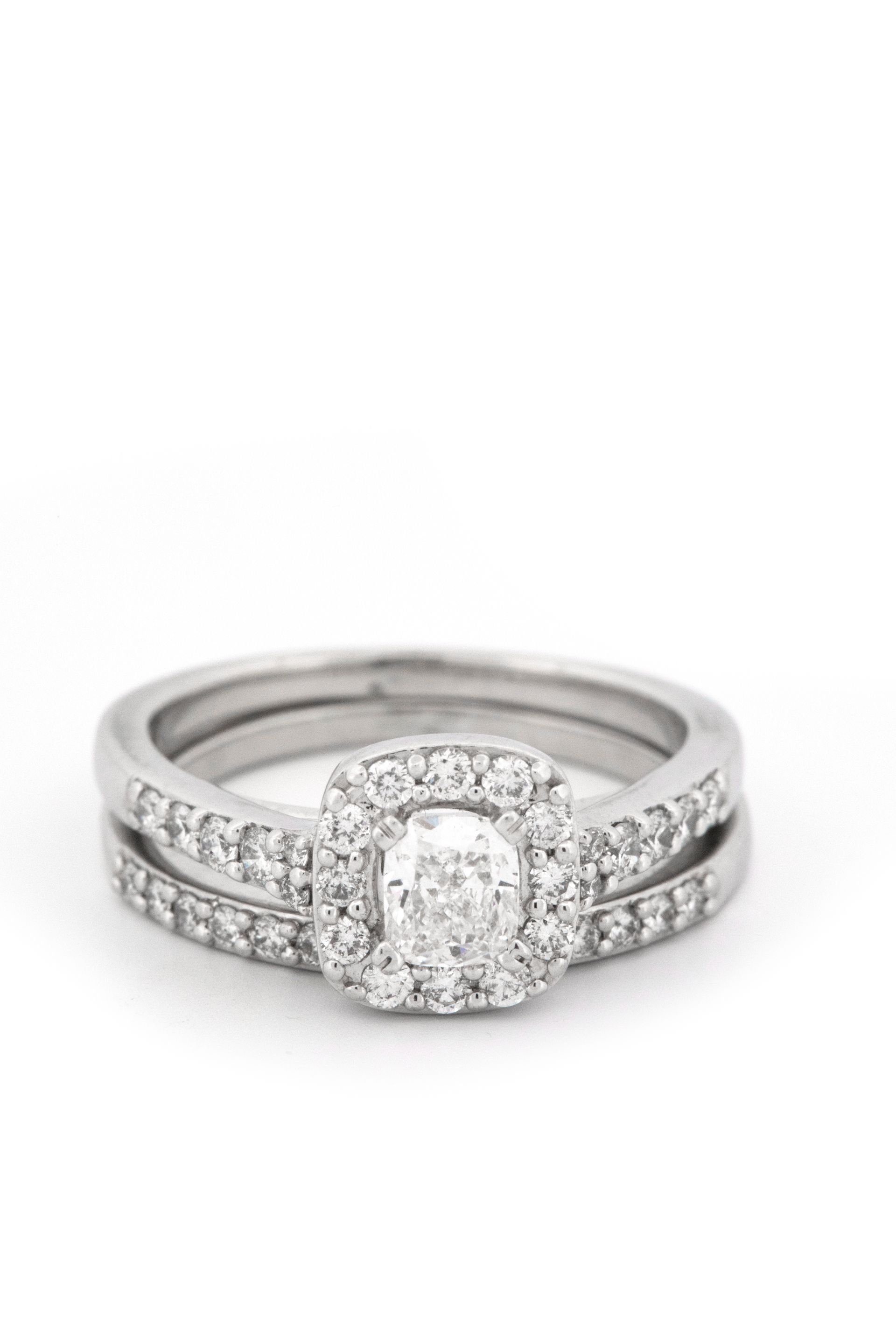 14k White Gold & Diamond Engagement Set