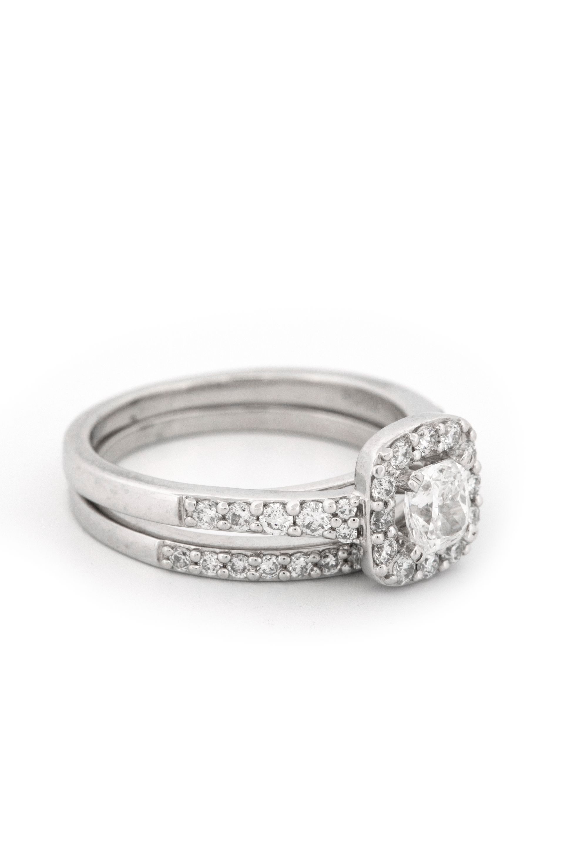 14k White Gold & Diamond Engagement Set