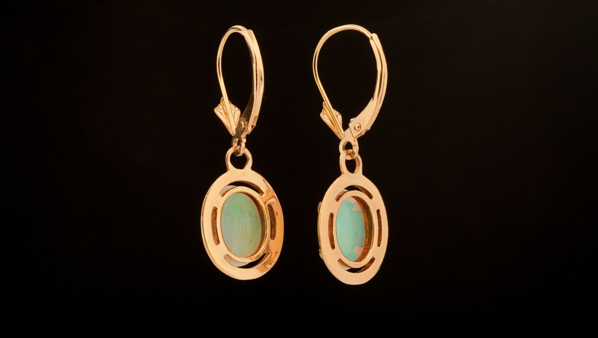 14k Yellow Gold Crystal Opal Earrings