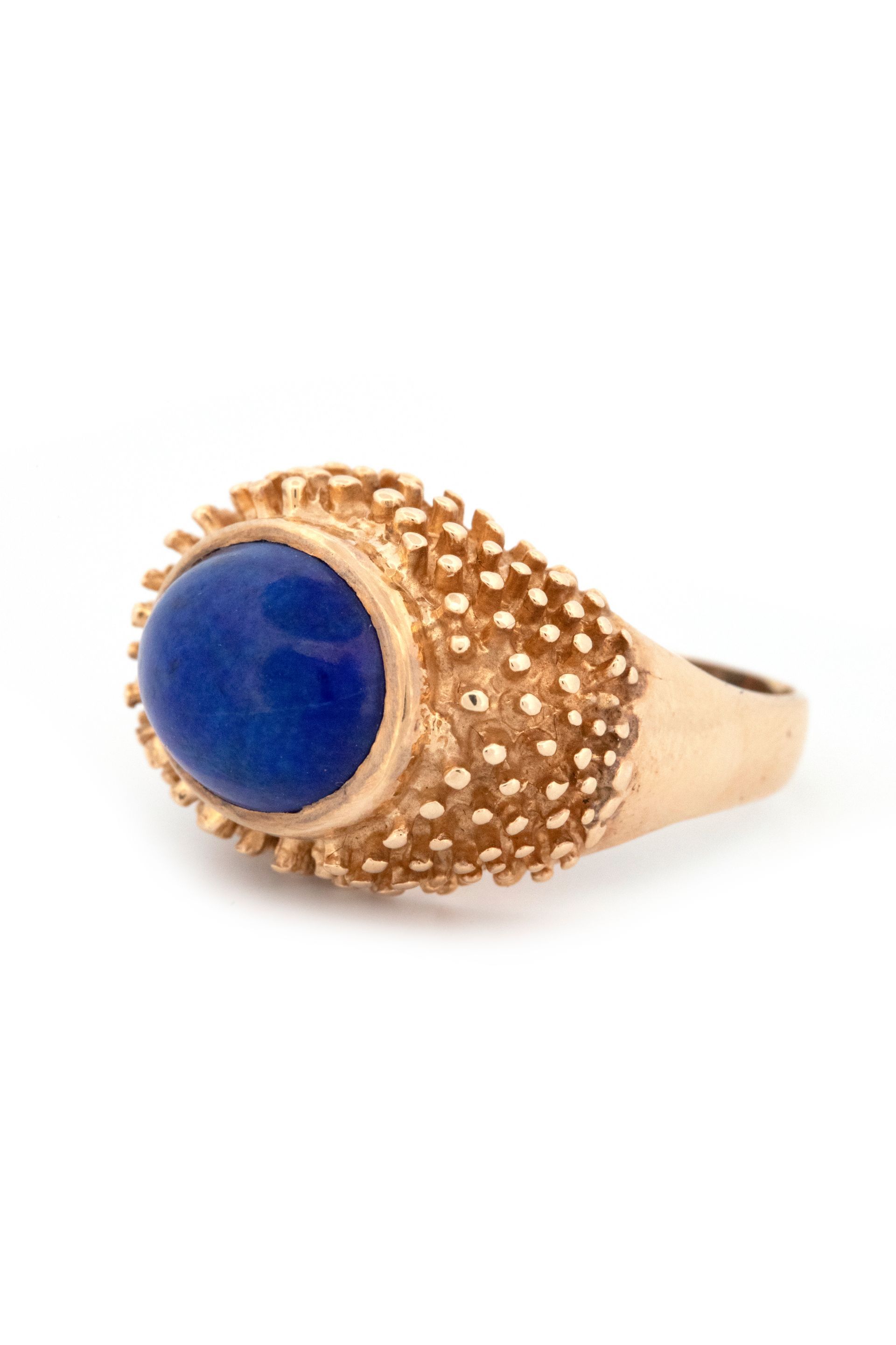 14k Yellow Gold Lapis Lazuli Cabochon Ring