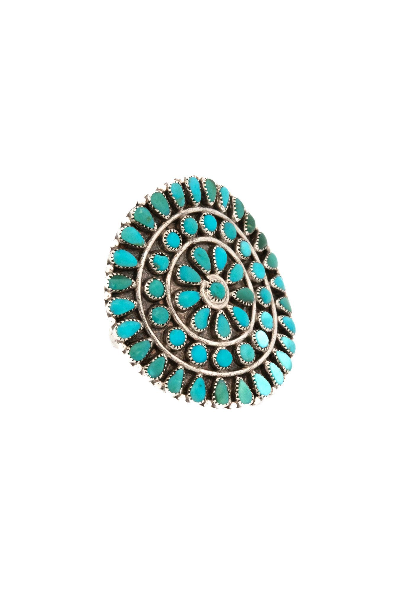 Petit point Silver Turquoise Ring