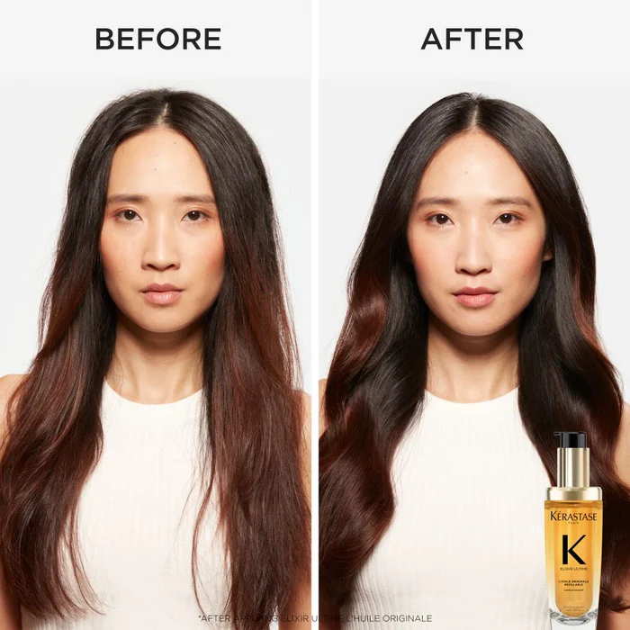 An image of Elixir Ultime, L'Huile Original before and after