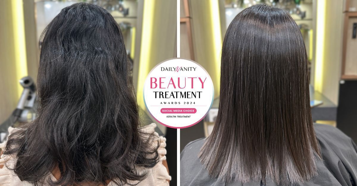 A photo of a before and after of Keratin Treatment