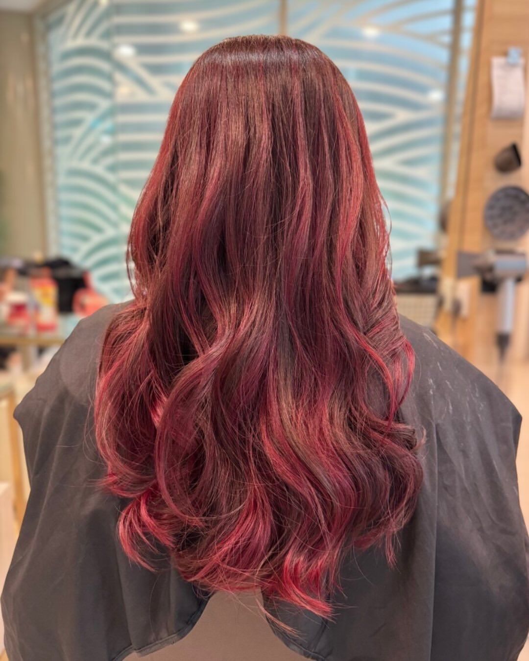 An image of a no bleach maroon hair color
