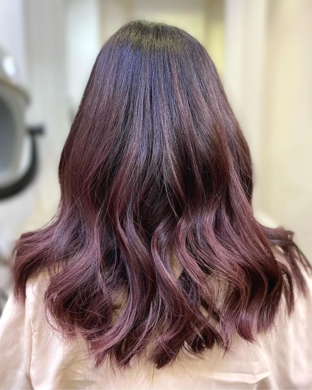 Cherry cola balayage hair