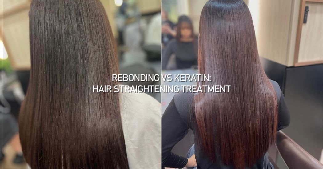An image featuring the difference between rebond and a Keratin treatment