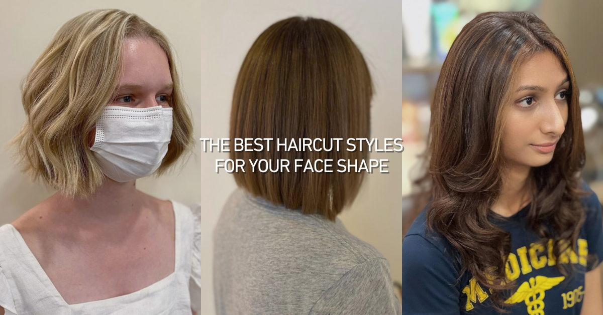 Images of different haircut styles for different face shapes.