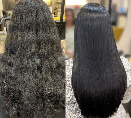 Before and after for a Keratin Treatment