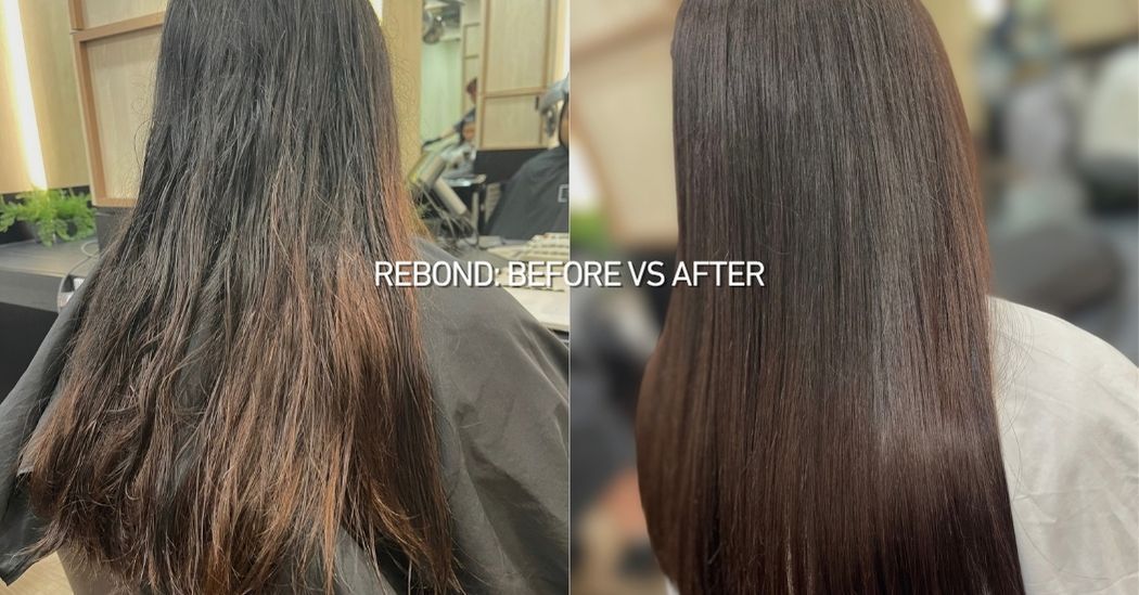 An image of rebonding before and after