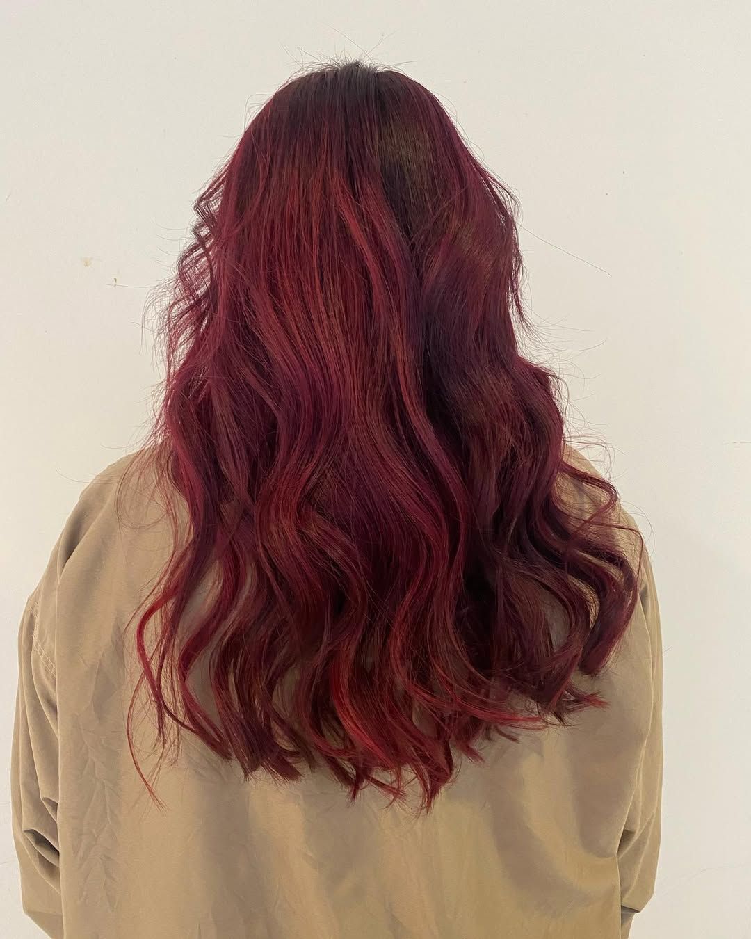 Red Wine Balayage Hair by Irene at Kimage Hair Salon