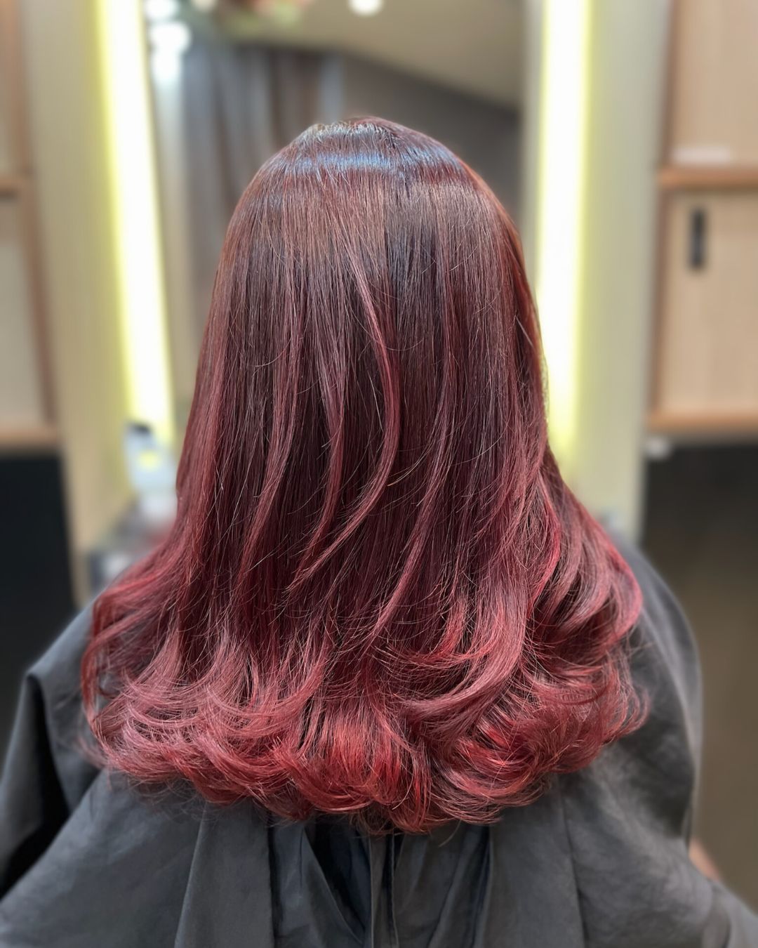 Ruby Red balayage hair