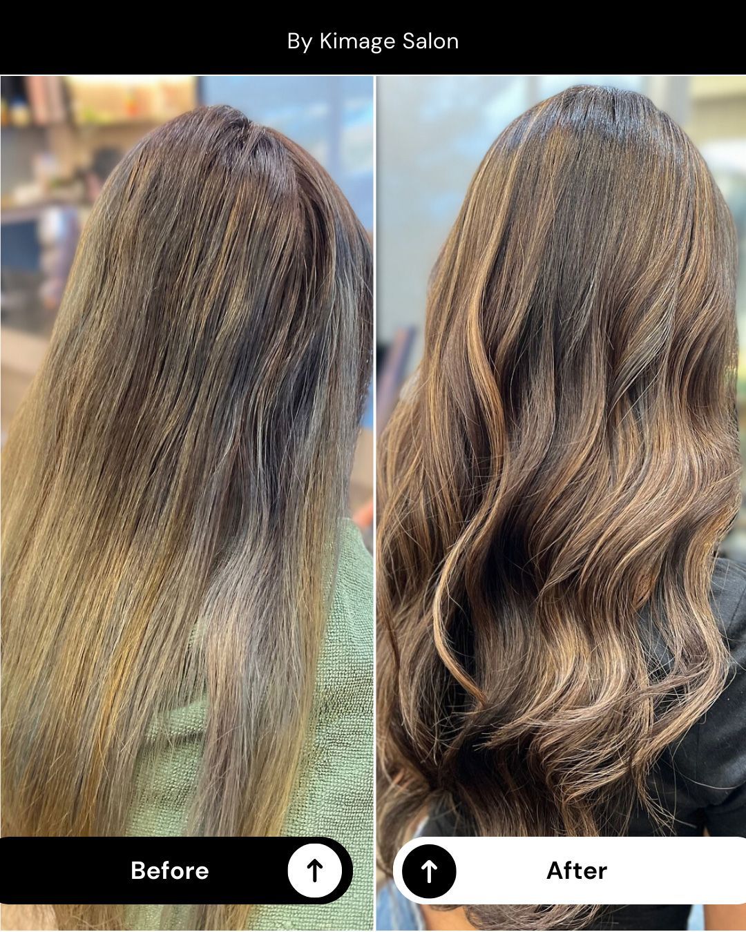  Before and after treating Coloured hair