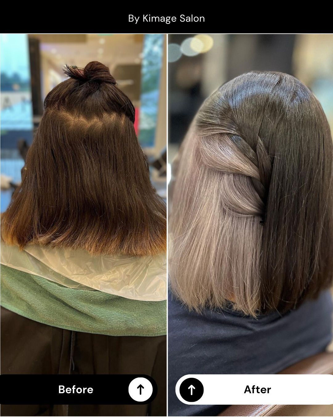 White and brown Coloured haird before and after treatment