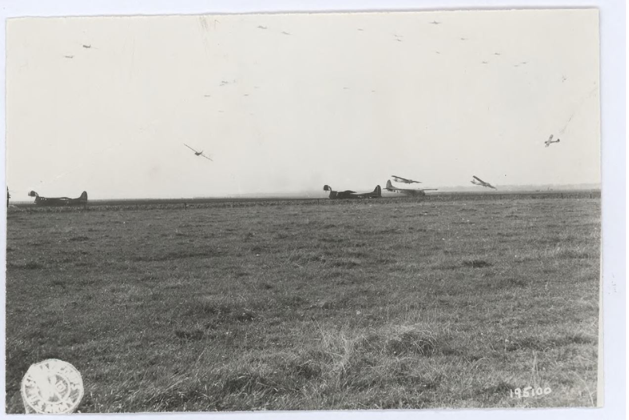 Gliders Landing on the Sonse Heide on September 18, 1944. (NARA)
